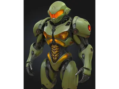 Armored Alien Soldier Low-poly 3D model