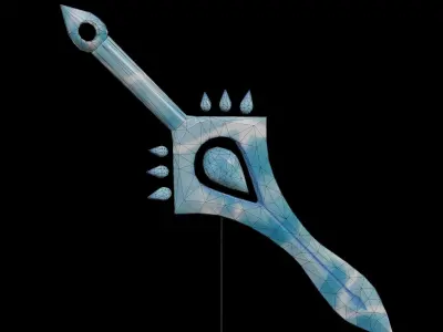 Stylized Water sword PBR low- poly game ready  Free low-poly 3D model