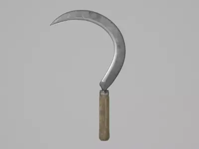 Sickle sword with wooden handle 3D model