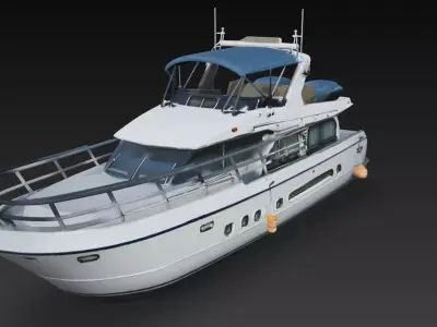 Modern Luxury Motor Yacht with Canopy Roof 3D Model 3D print model