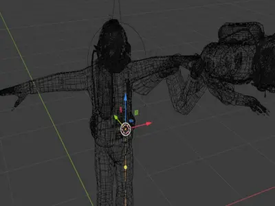Diver man in diving suit Low-poly 3D model