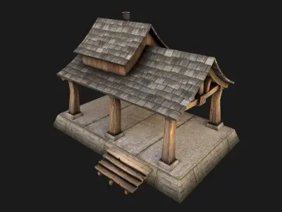 Medieval Storage Low-poly 3D model