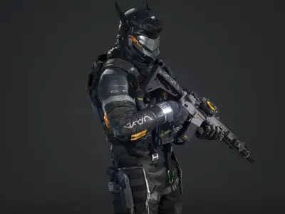 SCIFI - URBAN SOLDIER Low-poly 3D model