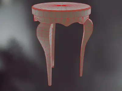 Stool round wooden table Free low-poly 3D model