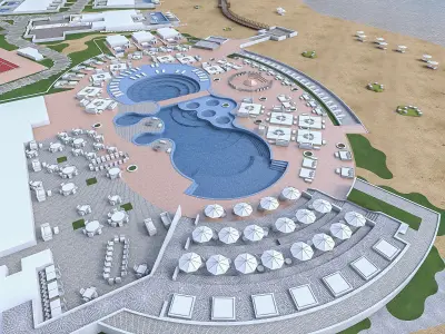 Beach Residence Resort Low-poly 3D model