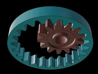 Animated Gears 4 3D model