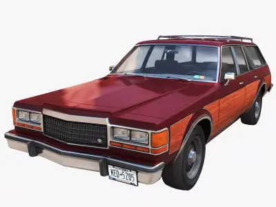 American station wagon Low-poly 3D model