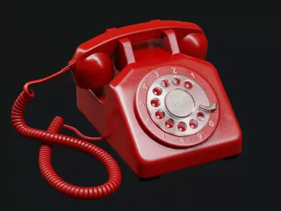 Low Poly PBR Rotary Phone Low-poly 3D model