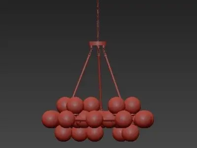 Arya 25 Light Satin Gold Chandelier 3D model purchase