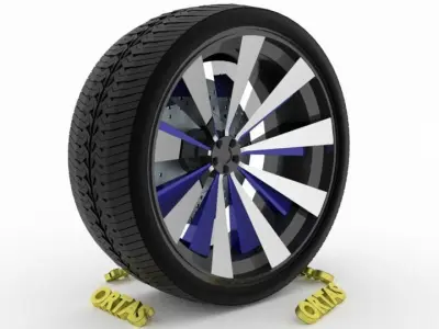 ORTAS CAR WHEEL RIM 93 GAME READY WHEEL RIM TIRE 3D model