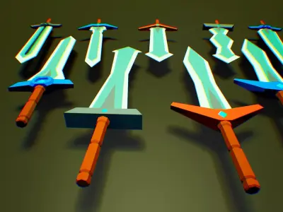 LowPoly Medieval Sword Pack Low-poly 3D model