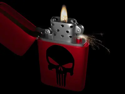 Zippo lighter with skull 3D model