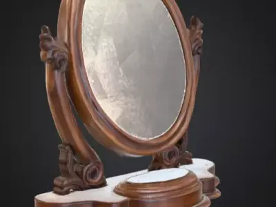 Classic Wooden Mirror Low-poly 3D model