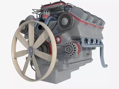 8 cylinder truck engine 3D model