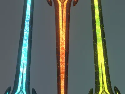 Elemental 2H Sword Set Low-poly 3D model