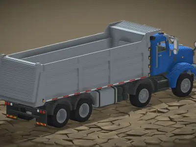 Voxel Dumper Truck With Animation Low-poly 3D model