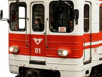 Soviet-Era 81717 Subway Train Classic Red and White Metro  3D model