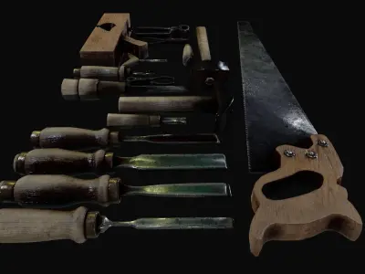 old carpentry tool Low-poly 3D model