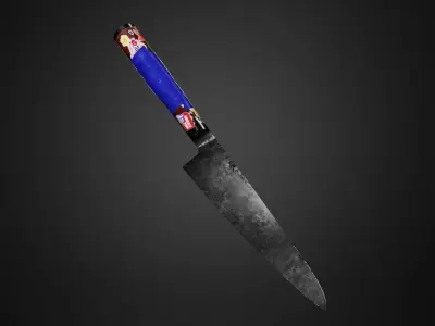 Game-ready Knife with Stickers and Tape Low-poly 3D model