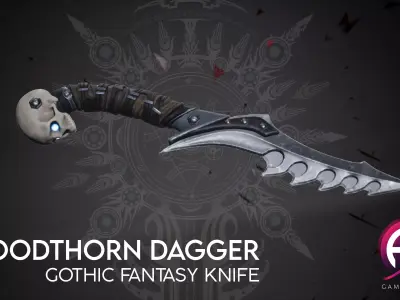 Gothic Fantasy Knife - Bloodthorn Low-poly 3D model