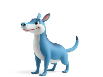 Blue Cartoon Dinosaur model pack Low-poly 3D model