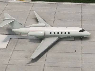 Bombardier Challenger 350 Business Jet in white Low-poly 3D model