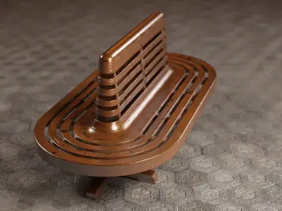 Antique wooden bench 3D model purchase