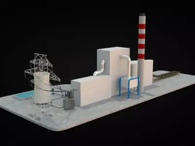 Coal Power Station Diagram 3D model