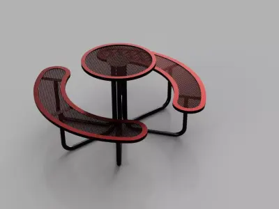 Contemporary Curved Bench Table Set 3D model
