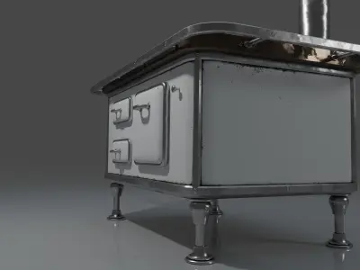 Wood Burning Stove Low-poly 3D model