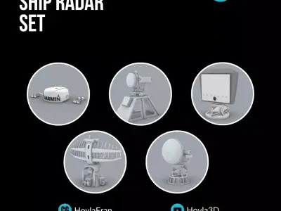 Ship Radar Set - 5 Models Low-poly 3D model