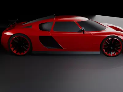 Low Poly Sports Car Game Ready Vehicle Red Supercar Low-poly 3D model