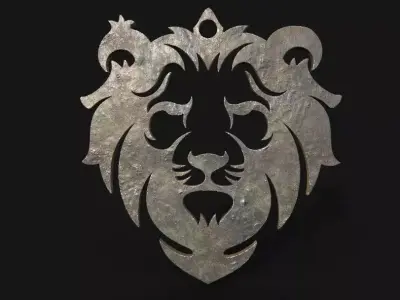 lion pendant  3D print model Low-poly 3D model