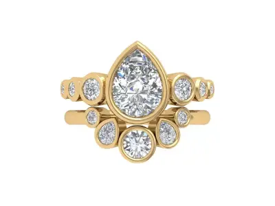 Pear  Stone Bridal Ring 3D print model buy