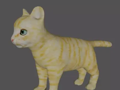 Kitten cat with eyes Low-poly 3D model