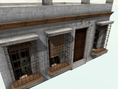 Old High-Quality 3D Colonial House Low-poly 3D model 13