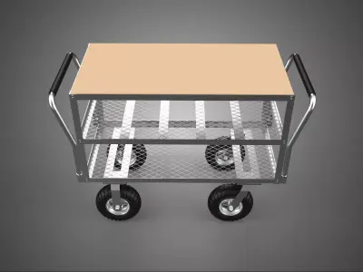 DISH TRANSPORT KITCHEN FOOD RESTAURANT ROLLING TRAY TROLLEY CART 3D model
