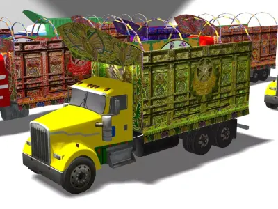 Low Poly 3D Pakistan Truck Collection 2025 Low-poly 3D model