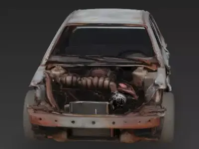 Wrecked Sedan 3D Model 3D Model Low-poly 3D model