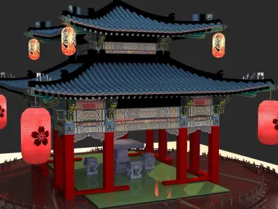 Chinese pavilion 3D model purchase