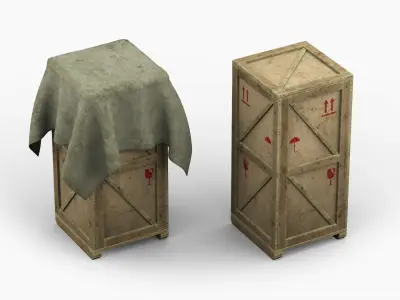 Heavy Duty Wooden Cargo Box Crate Low-poly 3D model