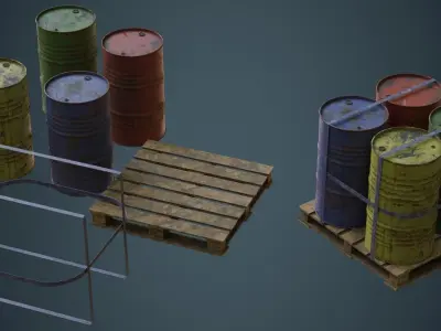 Barrel 1B Low-poly 3D model