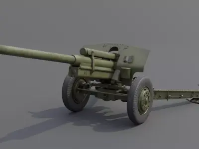 107 mm divisional gun M1940 M-60 Field Gun  Low-poly 3D model