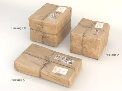 Vintage packages Low-poly 3D model