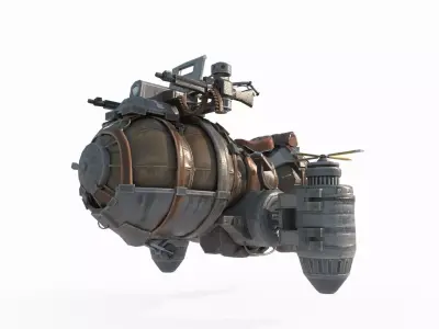 Fantasy retro style aerial motorcycle 3D model