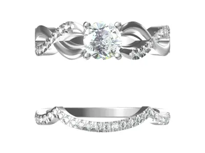 Solitair infinity Ring Bridal Set 3D print model