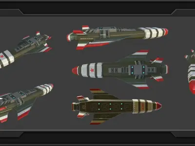 Sci-fi Missiles set Low-poly 3D model