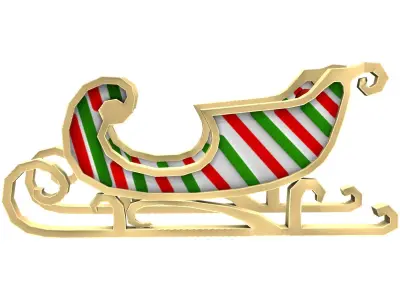Santa Sleigh Low-poly 3D model