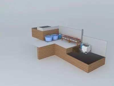 Aquaponics system Aquaponico 10 Beira Mar 2 tanks IBC 1000 L ... 3D model