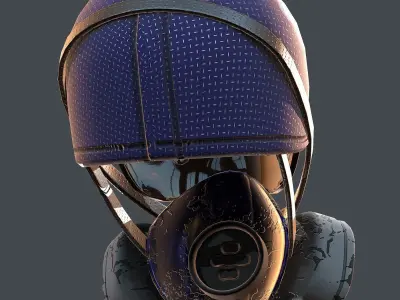 Gas mask helmet 3d model scifi Low-poly  Low-poly 3D model 3